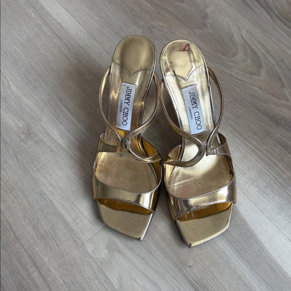 Jimmy Choo Metallic Gold Wedge Heels